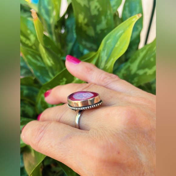 925 Sterling Silver Plated Pink gem women’s ring. SIZE 10 - Picture 17 of 17